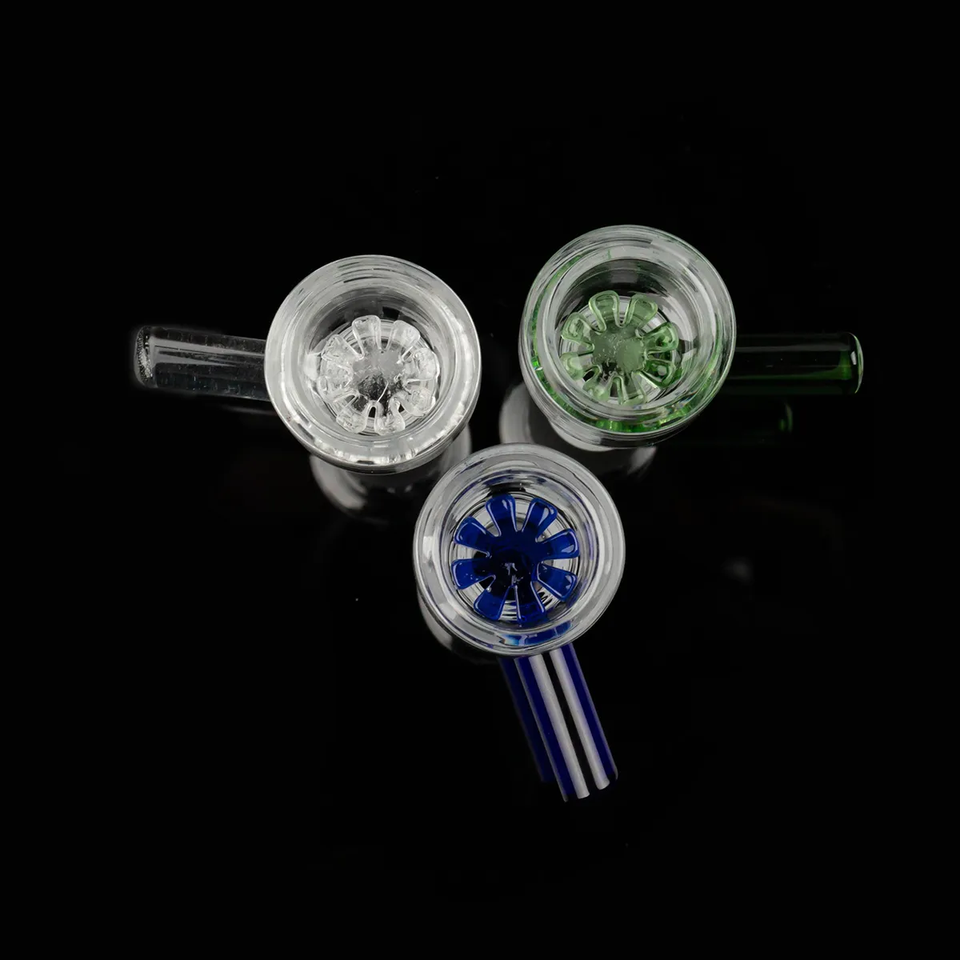 2pcs 14mm male Glass Funnel Bowl Slide Bowl with Snowflake Screen for
