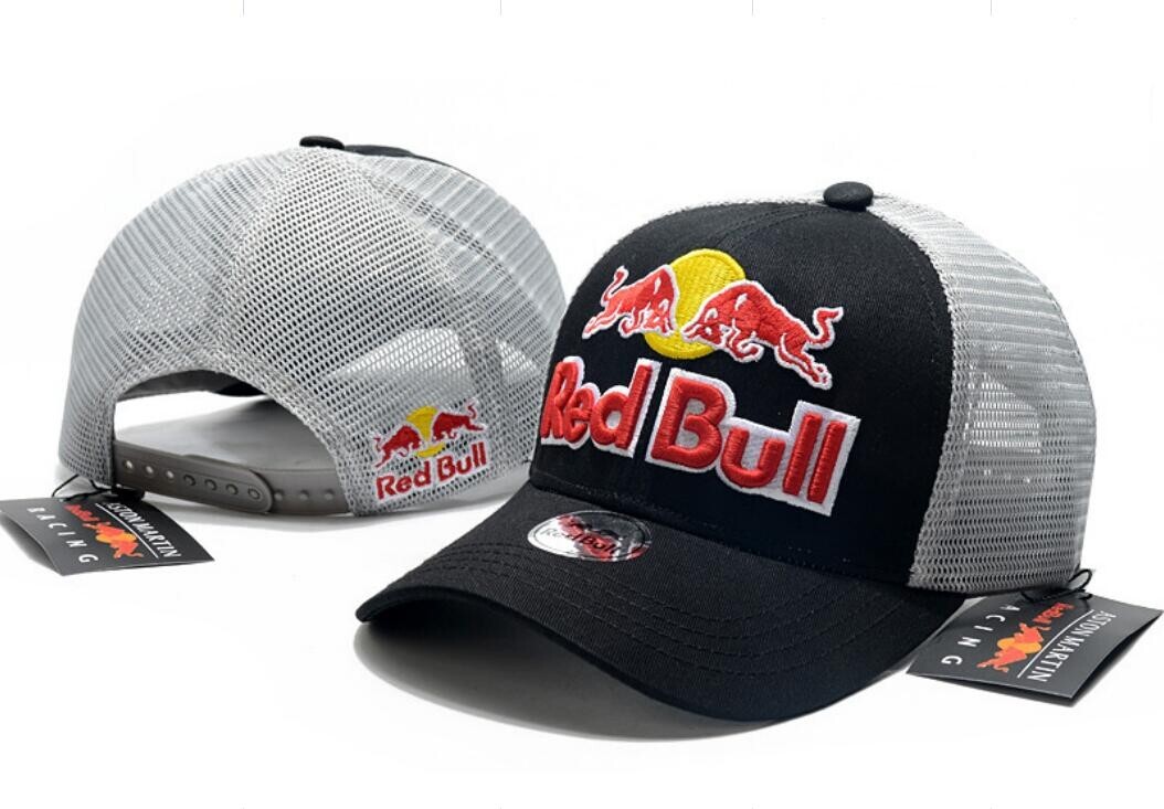 Gorra de béisbol Red Bull bordada para hombre al aire libre camionero sombrero gris malla gris