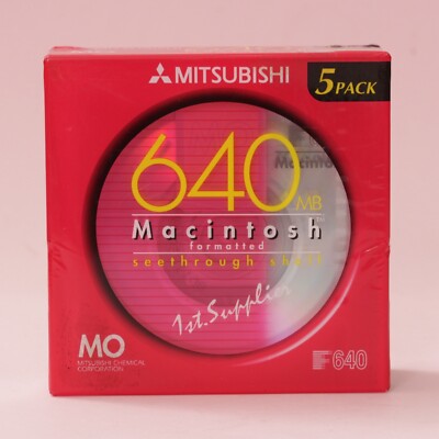Mitsubishi 5-Pack Magneto Optical MO Disks 640MB Macintosh Formatted *NEW*
