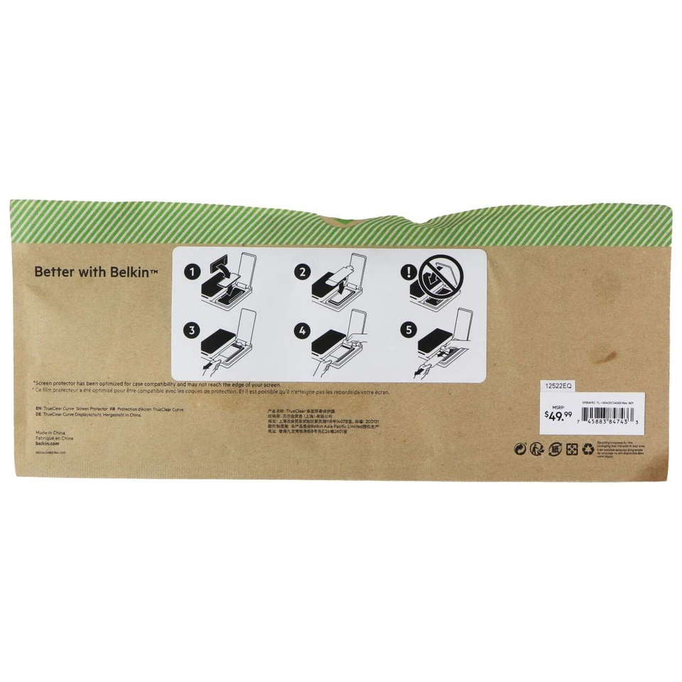 INCOMPLETO Belkin SCREENFORCE Pro TrueClear para Galaxy S22 Ultra - Paquete de 5 paquetes a granel Foto 3 de 3