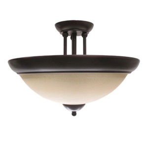 Rustic Bronze And Amber Frost Glass Semi Flush Ceiling Light Ebay