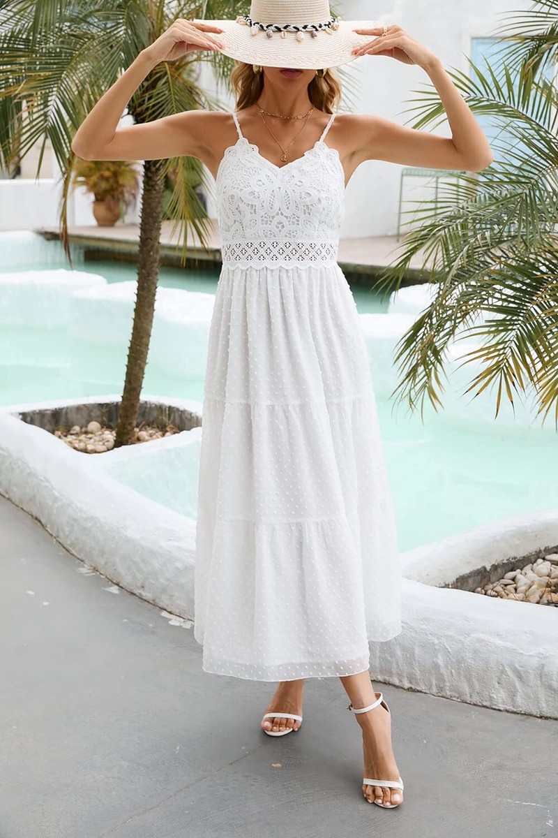 NWT $50 SIZE S Dokuritu white swiss dot Beach Crochet Lace