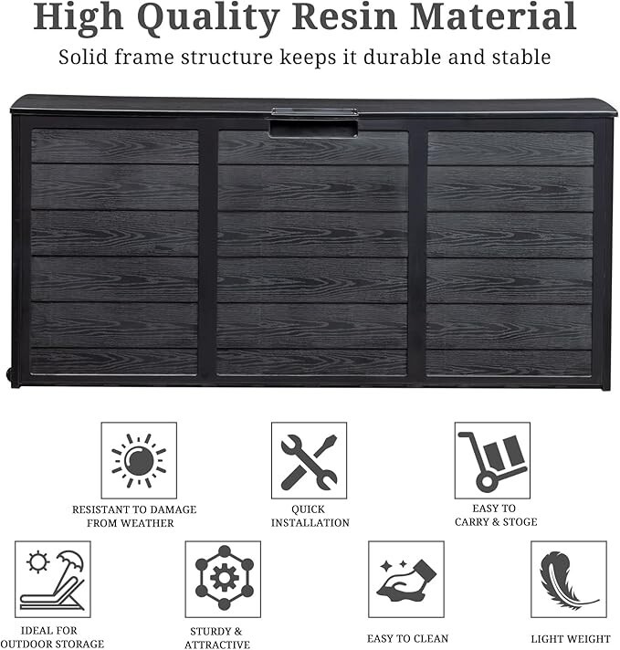 Outvita 75 Gallon Deck Storage Box, Durable Storage Container Bin Store