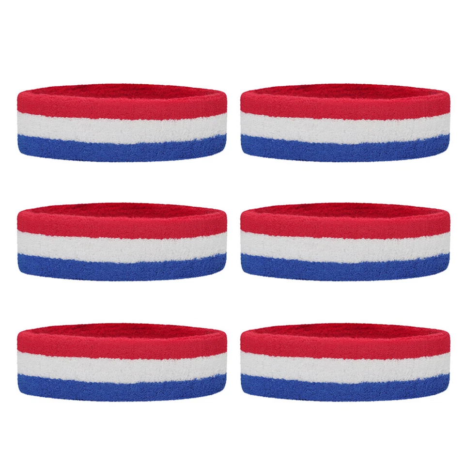 6 Pieces Sports Headbands Terry Cloth Sweat Absorbing Head Band For Tennis Gym - Image 2 of 4