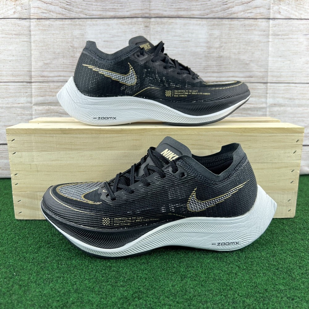 Nike ZoomX Vaporfly Next% 2 Black Gold Women Running Shoes Size 8 CU4123-001