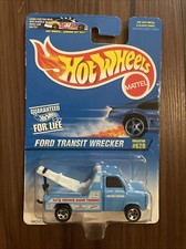 1996 Hot Wheels Blue/White Card #620 FORD TRANSIT WRECKER Blue w/Chrome 5 Spokes