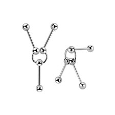 14G Triple Industrial Barbell Scaffold Piercing Jewelry Surgical Steel Sold Each