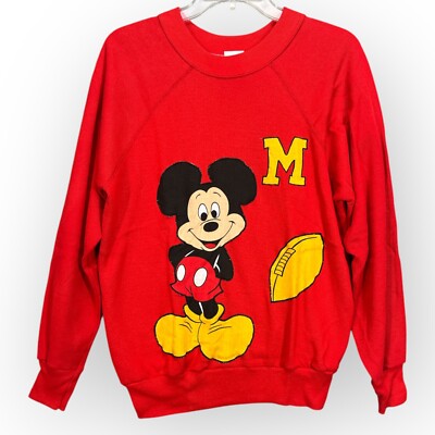 VTG 70s 90s Pannill Mickey Mouse Sweatshirt Football Varsity Raglan Size M USA
