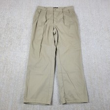 Vintage Polo Ralph Lauren Pants Mens 36x30 Beige Wide Leg Button Fly Pleated USA
