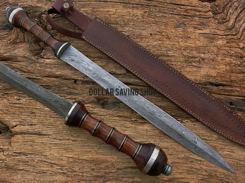 Fully Hand Forged Damascus Steel Gladiator / Gladius Sword With Rose Wood Handle - Picture 4 of 9