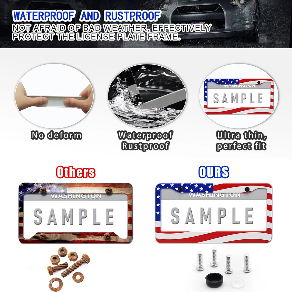 2 peças para GMC Sierra 1500 2500 bandeira dos EUA caminhão patriótico placa quadro capa - Imagem 4 de 4