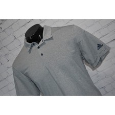 Adidas Golf Polo Shirt Mens Size Large Polyester Performance Gray Striped