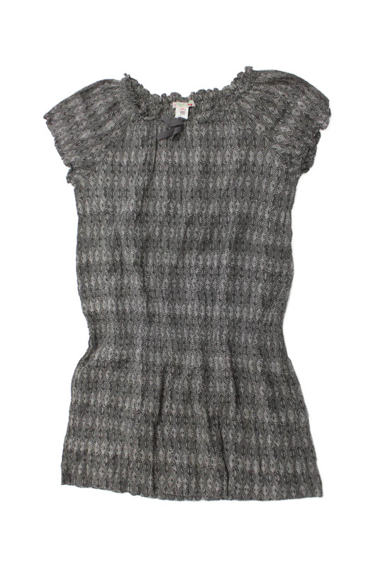 Bonpoint Childrens Girls Abstract Print Short Sleeves Dress Grey Size 12