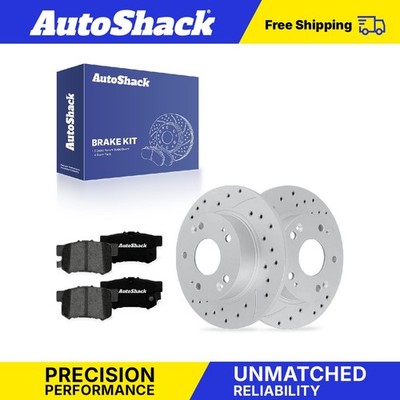 Rear Drilled Slotted Brake Rotors Premium Ceramic Pads for Honda, Civic 06-15