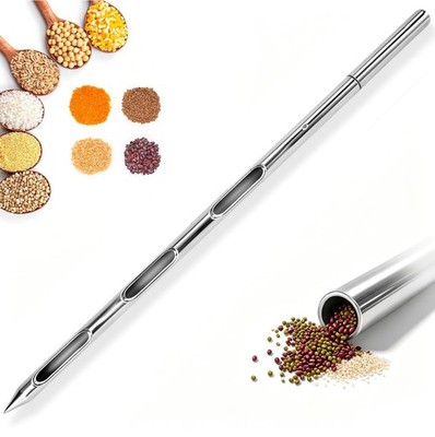 Grain Probe Sampler   304 Stainless Steel Double Tube Rotary Tool 39.5  3 Hole