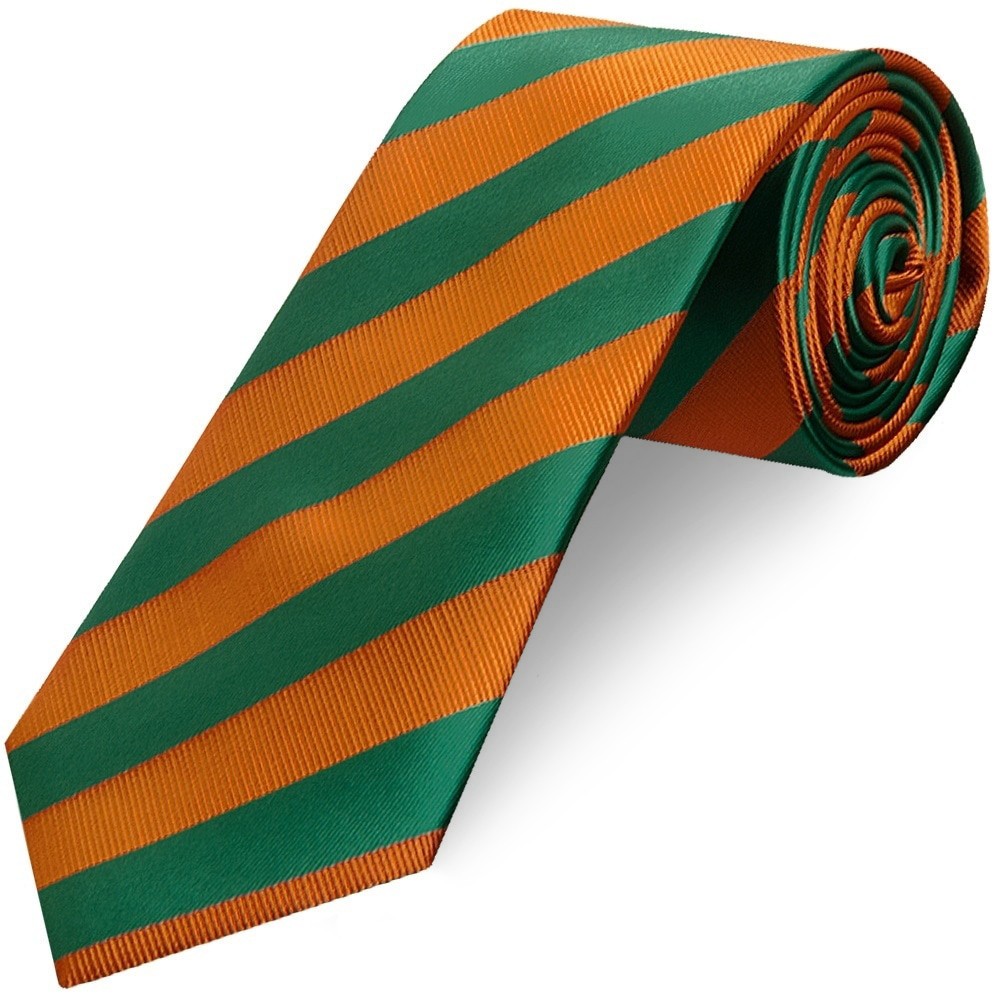 TIES R US Orange and Green Striped Classic Men's Tie Regular Tie Wedding Tie