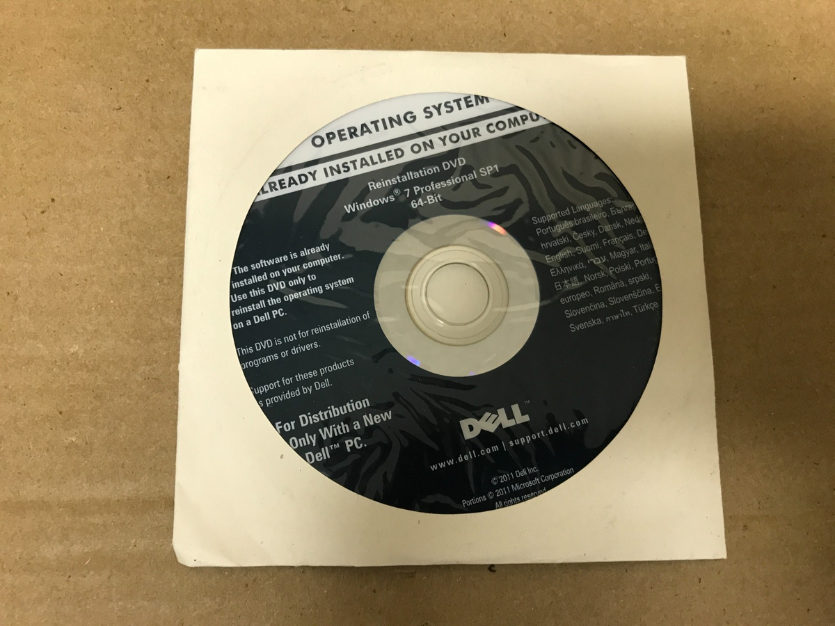 Dell Microsoft Windows 7 Professional SP1 64-Bit X64 Install DVD