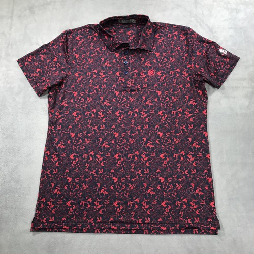 G/Fore Polo Shirt Men's Large Blue Red Floral Golf Performance Stretch ...