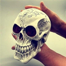 Patterned Skull Silicone Mold Resin Gypsum Epoxy Embossed Realistic Skulls Mould