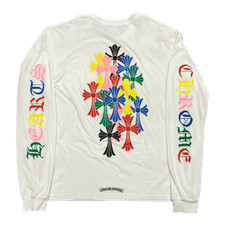 Size XL Chrome Hearts Multi Color Cross Cemetery L/S T-shirt White