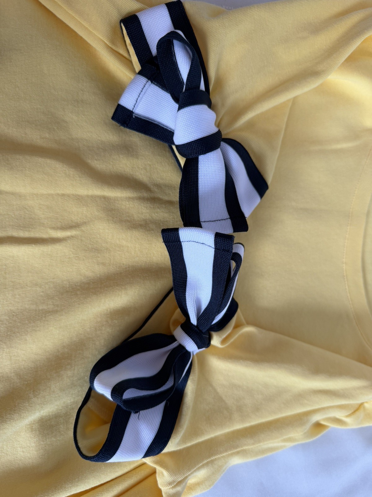 Tommy Hilfiger Shirt Womens Lemon Yellow Tie Sleeve Flag Logo Embroidered Large thumbnail 7