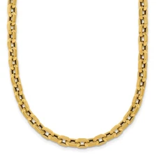 18K Yellow Gold Polished Hexagon Oval Link Necklace 18"