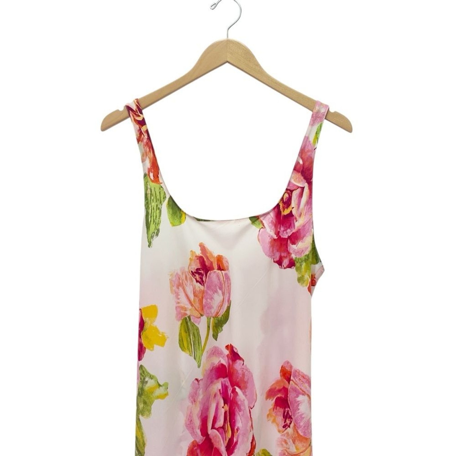 Natori South Pacific Floral Robe & Slip Nightgown Set Pink Orange Ivory Size S M