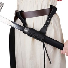 Medieval Leather Sword Frog Universal Rapier One Size, Right Handed-black