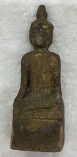 Antique Seated Primitive Wood Buddha Figure from Southeast Asia, 6  