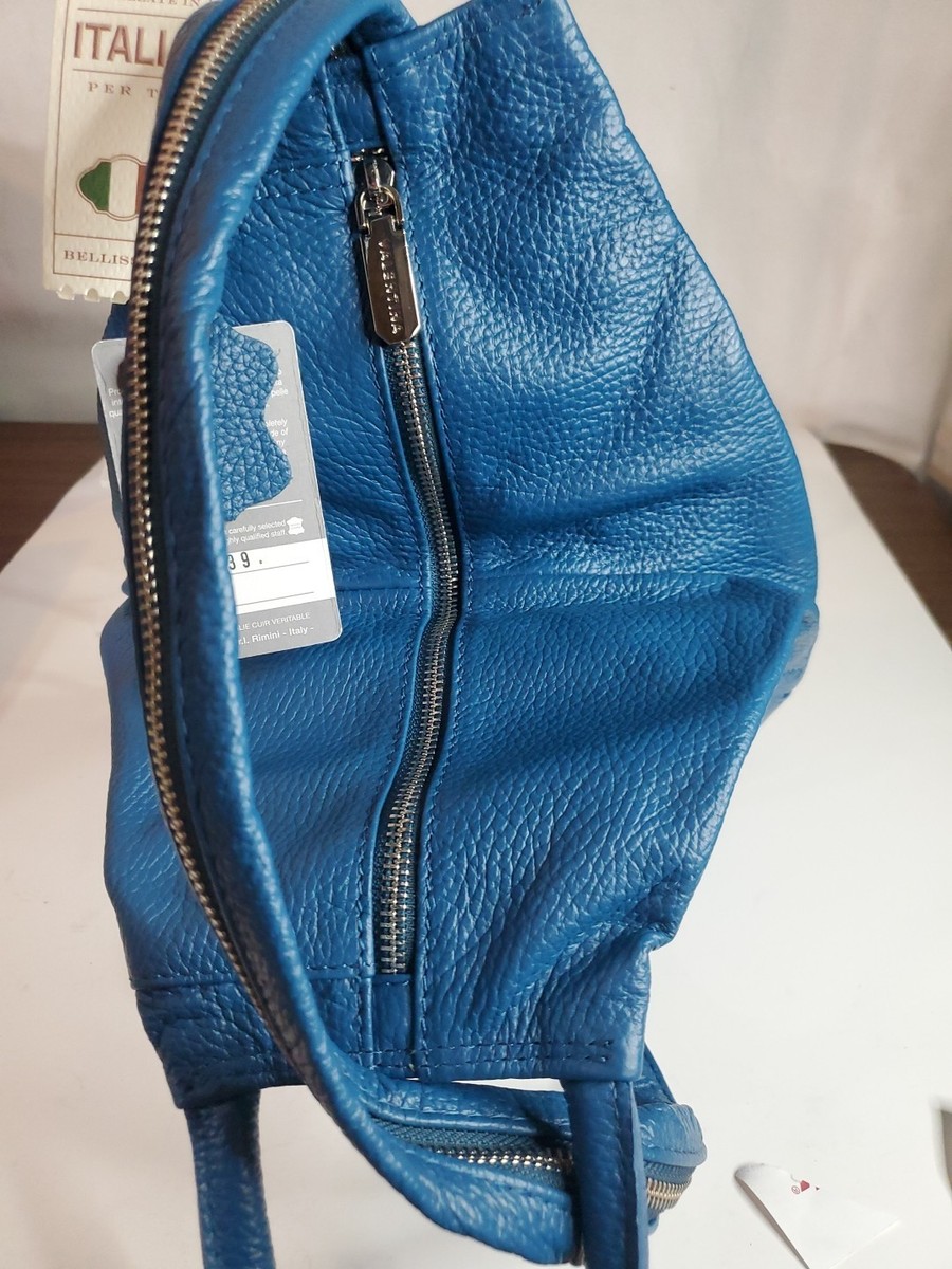 Valentina Italia Blue Pebbled Leather Zipper Convertible 