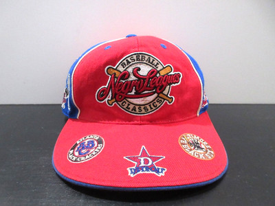 VINTAGE Negro League Hat Cap Fitted Mens Medium Red Blue Baseball Logo Classics