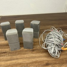 Bose Acoustimass Double Cube Speakers Lot of 5 Gray With Jewel Speaker Wire