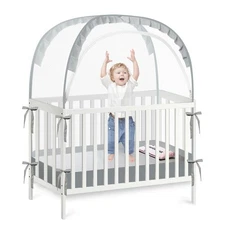 PandaEar Pop Up Crib Tent to Keep Baby from Climbing Out, Breathable Crib Net...