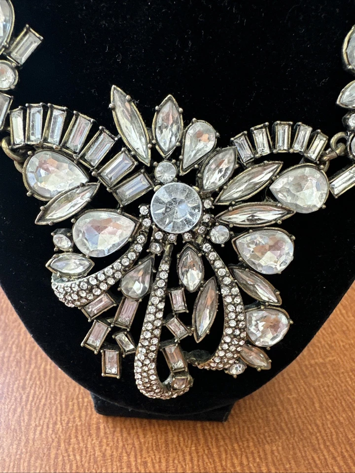 J. Экипаж искусственные бриллианты кристаллы багеты винтажный стиль заявление нагрудник ожерелье - Изображение 3 из 4