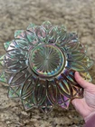 Vintage Federal Glass Co Iridescent Flower Petal Serving Dish Carnival glass