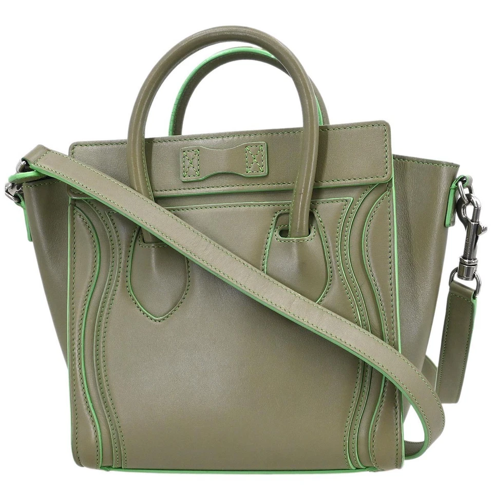 Celine Green Leather Nano Luggage Tote Bag U-GA-0117 145378 - Image 2 of 4