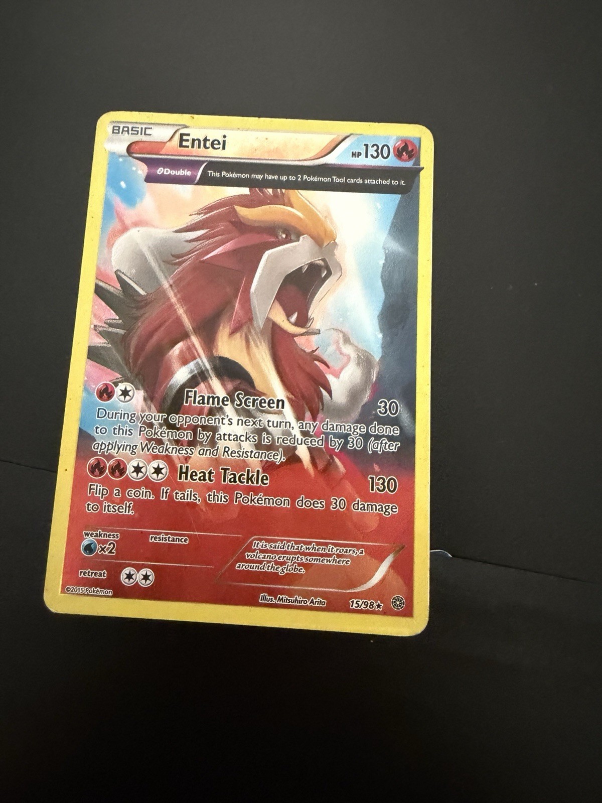 Pokémon TCG Entei Holo Rare Card 15/98 X&Y Ancient Origins English 2015 NM