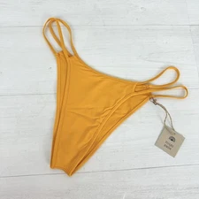 Free People Toast Swim Bikini Bottom Size L Marygold Yellow Open Side Cheeky NWT
