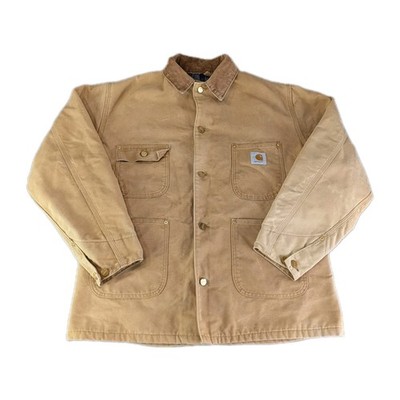 VINTAGE Carhartt C01 Sz M Blanket Lined Chore Coat Field Jacket Beige Canvas