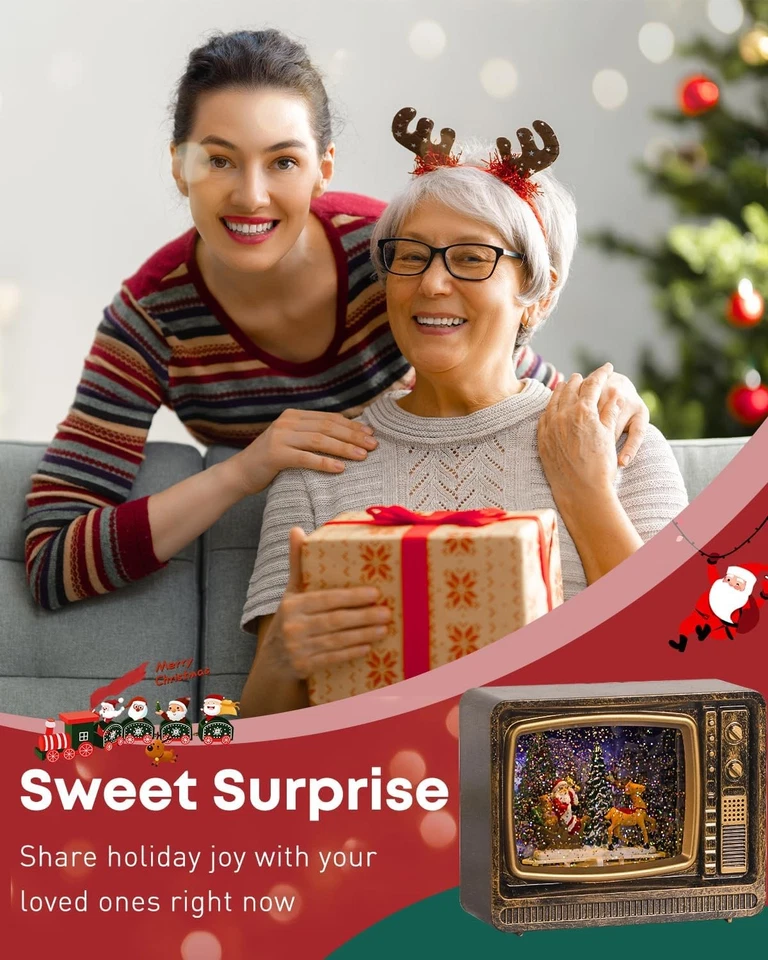 Pawfly TV Globo de Nieve Linterna, Iluminado Musical Navidad Globo de Nieve con 8 Villancicos Foto 2 de 4