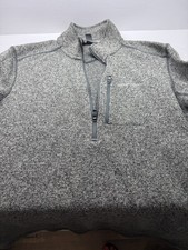 Eddie Bauer Men's 1/4 Zip Pullover Sweater Extra Large LT Gray Fleece Mock Neck