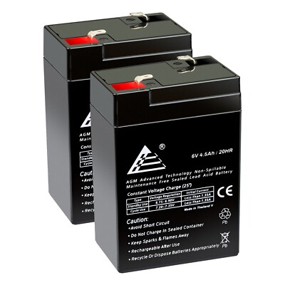 6 Volt 6v 4.5ah Rechargeable Deer Game Feeder Battery - 2 Pack