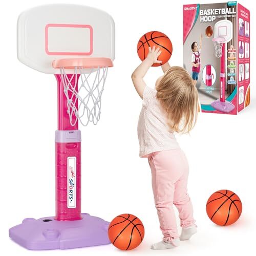 Toddler Basketball Hoop Indoor for Age 1-3, Adjustable Kids Basketball Hoop,  