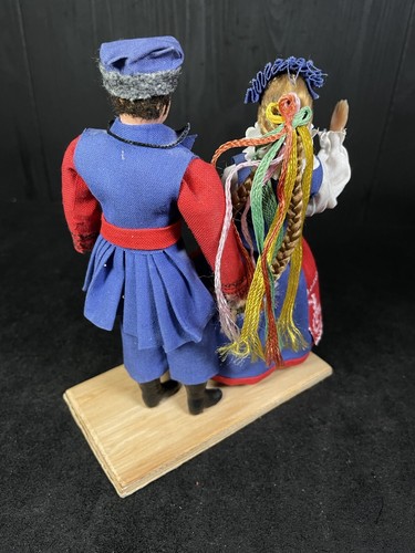 Vintage Spoldzielnia Pracy R.L.i.A. Folk Doll Dancers Hand Made Red And Blue - Picture 4 of 6