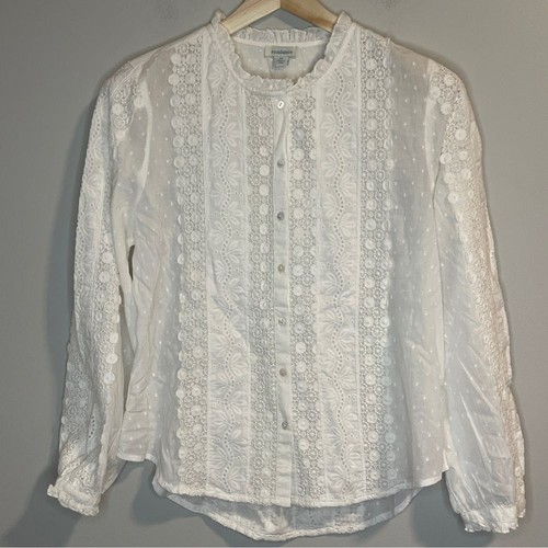 Sundance White Floral Eyelet Blouse Size Petite Large NWOT - 第 1/9 張圖片