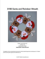 Santa and Reindeer Wreath-Christmas-Plastic Canvas Pattern or Kit