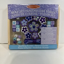Melissa And Doug Sparkling Flowers Wooden Bead Set Jewelry Arts  Crafts NEW