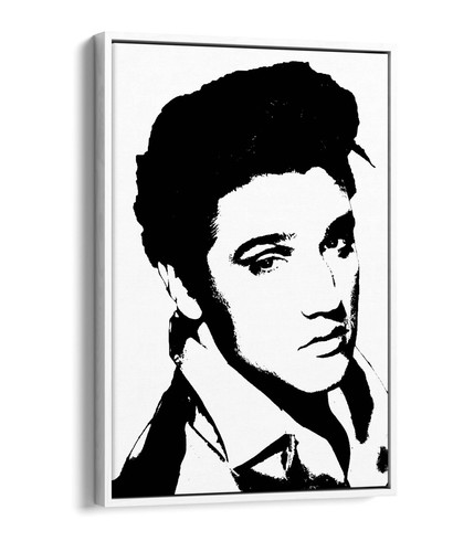 ELVIS PRESLEY KING OF ROCK - WANDBILDDRUCK AUF LEINWAND MIT SCHWEBEFFEKT - SCHWARZ & WEISS - Bild 11 von 12