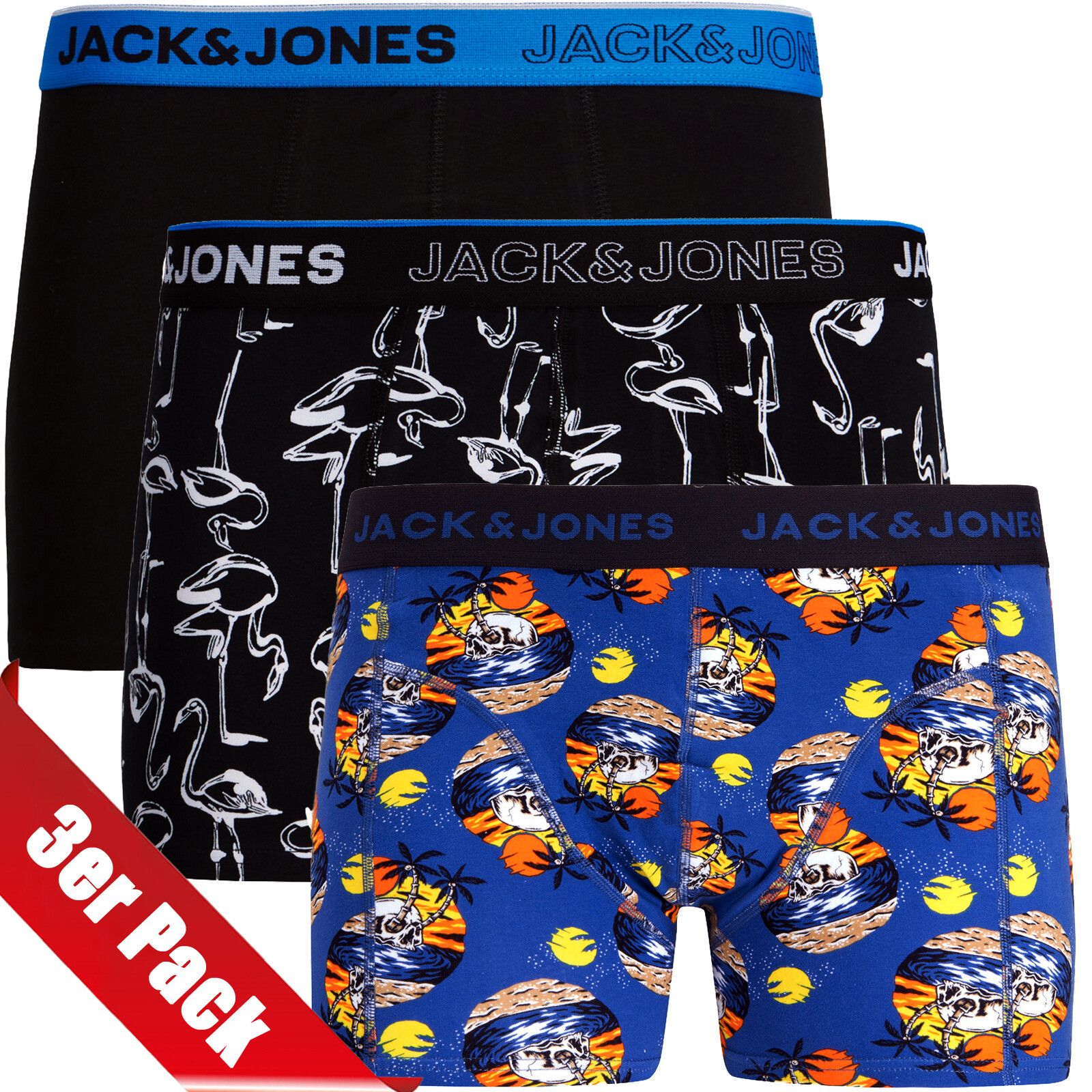 JACK & JONES Herren Boxershorts – 3er Pack, Elastisch, Bequem, Für Frühling & Alltag
