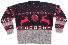 Rare VTG POLO RALPH LAUREN Snowflake Reindeer Pullover Hand Knit Sweater 2000s